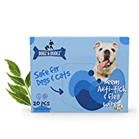 Dogz & Dudez Neem Anti Tick and Flea Wipes for Dogs and Puppies, Cats and Kittens. Horses, Ponies and Donkeys. Rabbits, Goats and Cattle.  Neem, Lemongrass, Aloe Vera. Ph Balanced, Paraben Free, Cruelty Free & Vegan